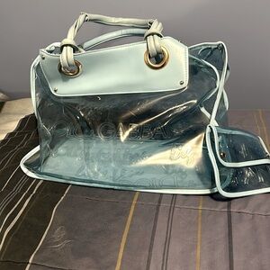 Baby blue Golce & Gabbana plastic tote bag used.